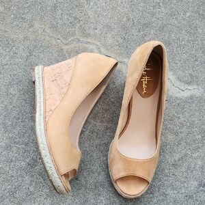 Cole Haan Nude Peep-Toe Wedge Espadrille